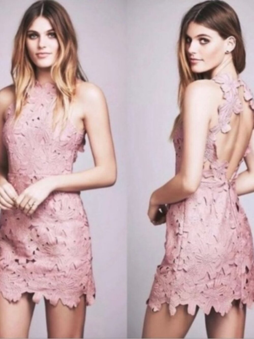 Free People X SAYLOR | Rose Pink, Jessa Mini Lace Dress | Size Small